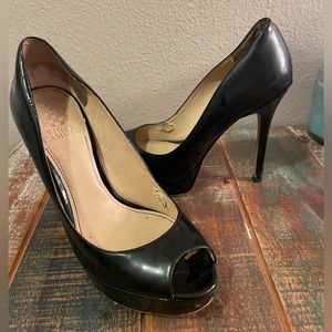 Vince Camuto black peep toe heels.